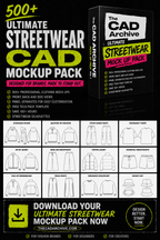 500+ clothing mockup cads + techpack template 