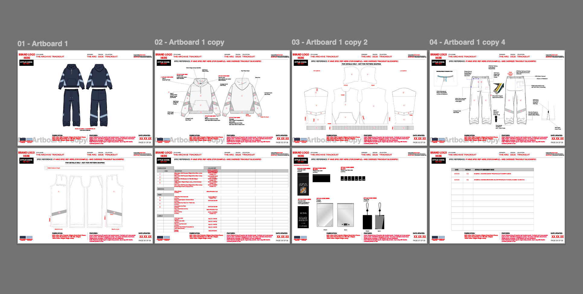 Set of technical drawings and specifications for a product on a gray background
