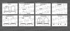 CAD artboards of various sweatshirt designs on a gray background