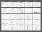Multiple design artboards with clothing illustrations on a gray background