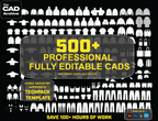 Promotional graphic for The CAD Archive with text about professional editable CADs and industry-approved techpack template.